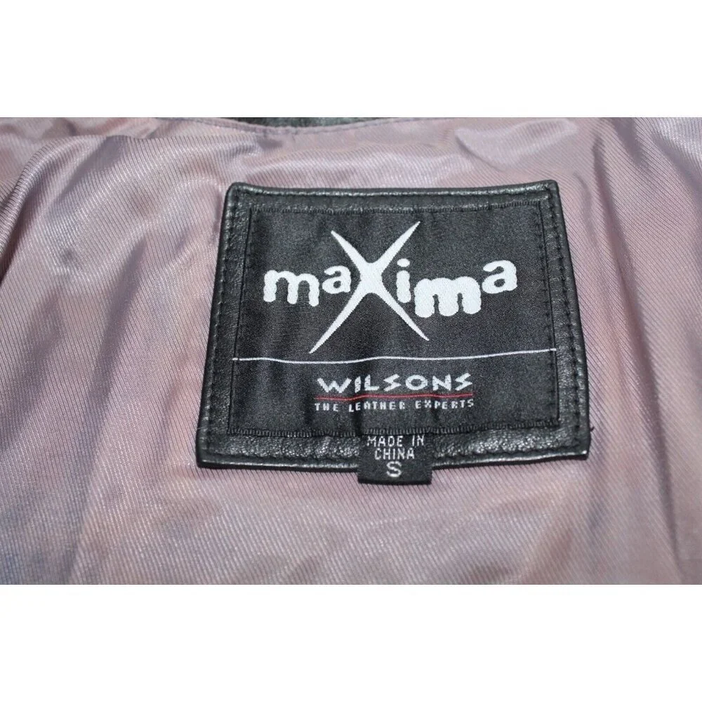 Wilsons Leather Soft‎ Leather Women's Small Black Maxima Coat Blazer Vintage Y2K